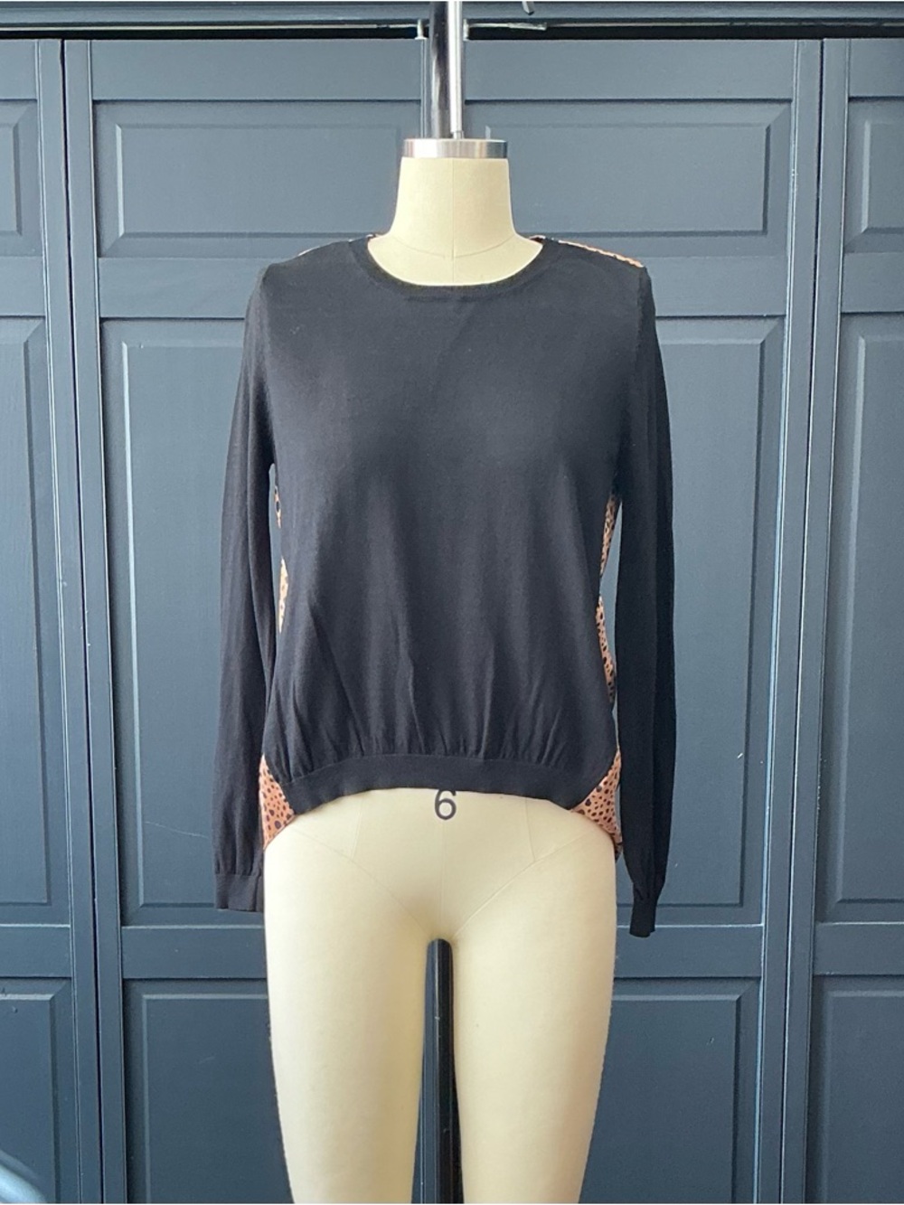 Current Air Black Pullover with Leopard Print Lining